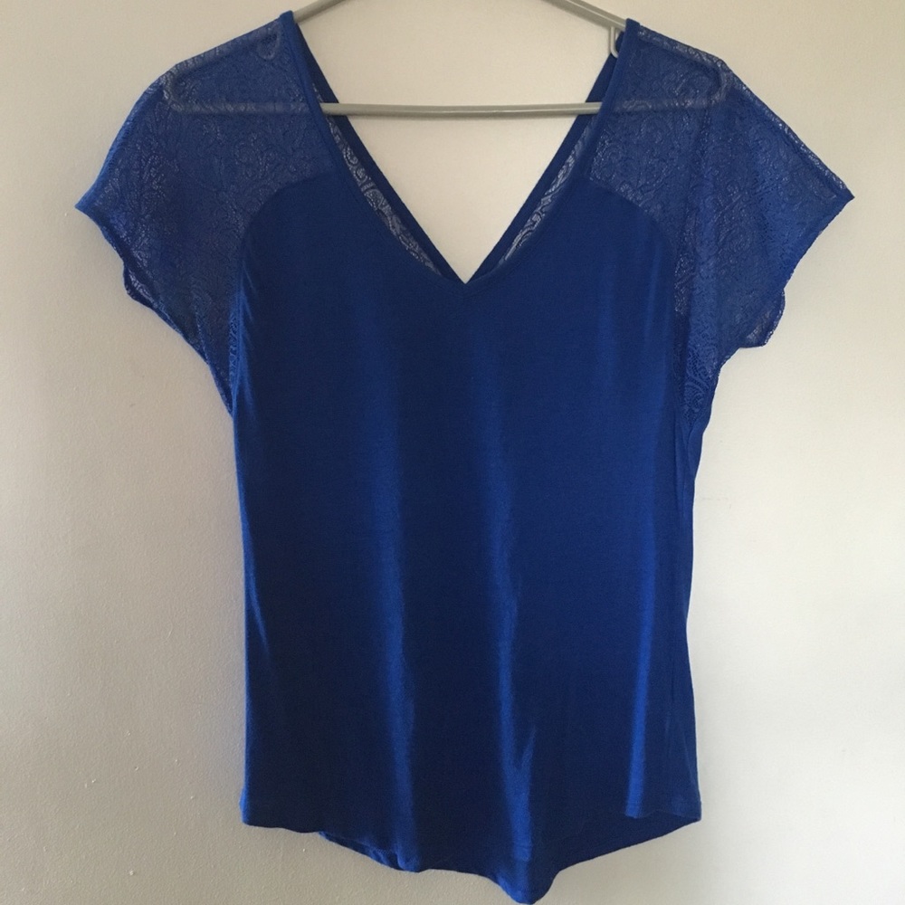 MOVING SALE! express royal blue top with lace
